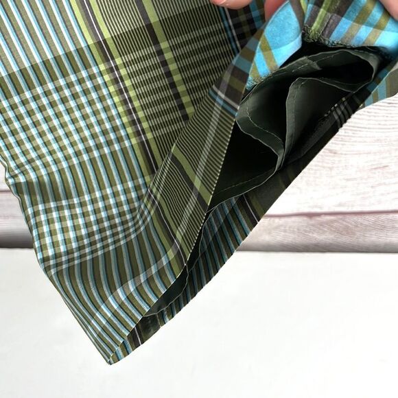 Talbots Petites Cropped Silk Blend Plaid Pant, Green/Blue, Size 12 P - Picture 7 of 14